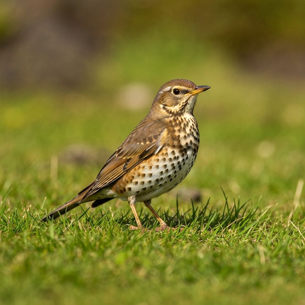 Charming thrush bird in natural habitat, captured in a rectangular magnet format. Perfect nature-inspired decor.